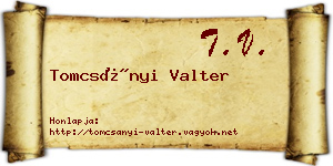 Tomcsányi Valter névjegykártya